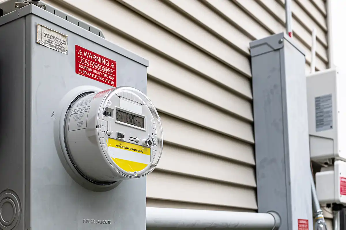 electrical meter on outside of house
